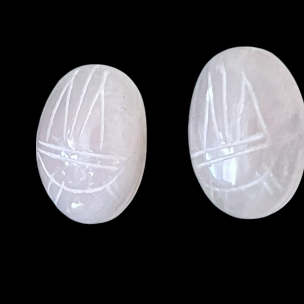 Carved Rose quartz Stone Earrings